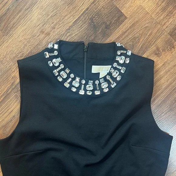 NWT - Michael Kors - Chic Black Sleeveless Dress with Jewel Accents - Picture 2 of 11